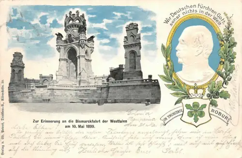 Erinnerung an Bismarckfahrt der Westfalen Mai 1899 AK geprägt 1899