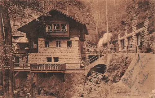 Amselfall Rathen Sächs. Schweiz Postkarte AK 1933