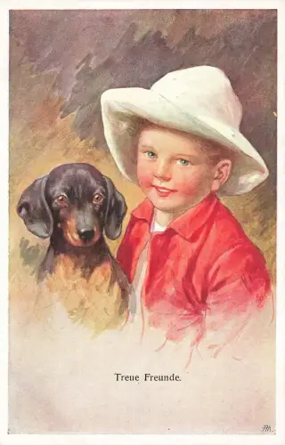 Treue Freunde Dackel Künstlerkarte K. Feiertag Nr 5