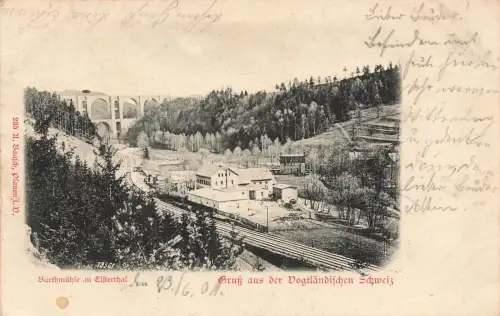 Gruss aus der Vogtländischen Schweiz Bartmühle an Elstertal Sachsen AK 1901