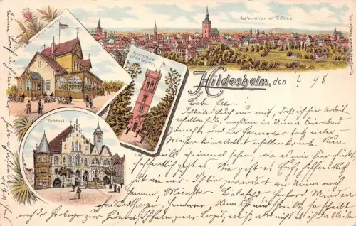 Hildesheim aus dem Galgenberg Niedersachsen Litho Postkarte AK 1898