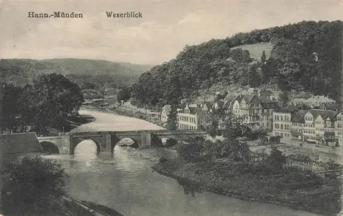 Weserblick Ansicht Hann.-Münden Niedersachsen Postkarte AK 1918