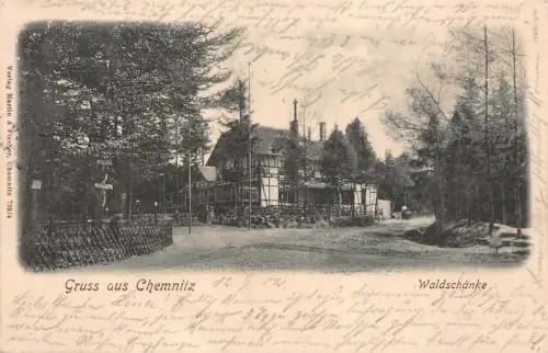 Gruss aus Chemnitz Waldschänke Postkarte AK 1902