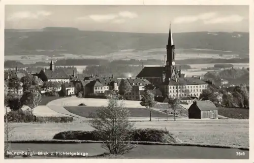 Sommerfrische Blick zum Fichtelgebirge Münchberg Bayern Postkarte AK 1933