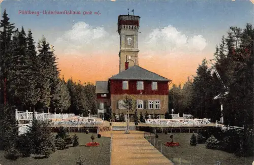 Unterkunftshaus auf dem Pöhlberg bei Annaberg Erzgebirge Sachsen Postkarte AK