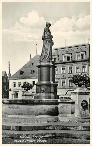 Barbara-Uttmann- Denkmal in Annaberg Erzgebirge Sachsen Postkarte AK