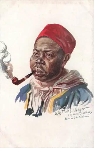 Turko aus dem Sudan Künstler E. Günkel Portrait Postkarte AK