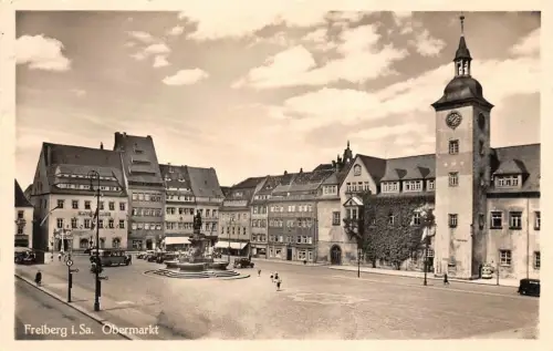 Obermarkt in Freiberg Erzgebirge Sachsen Postkarte AK 1940