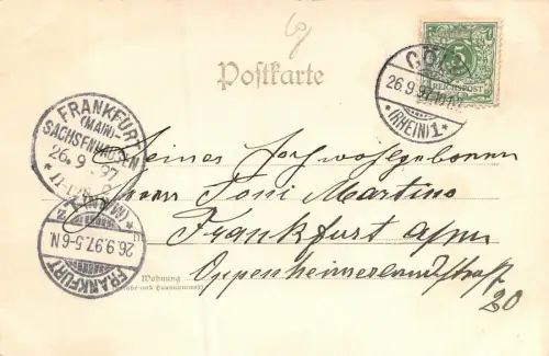 Gruss aus Köln Totalansicht von Deutz gesehen Postkarte AK 1897