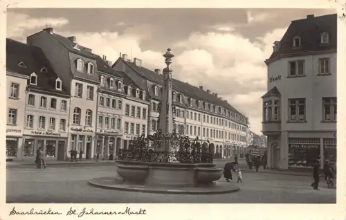 Saarbrücken St. Johannes Markt, Geschäfte Foto Karte 1939