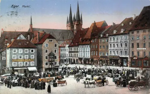 Eger (Cheb) Markt Kirche Robert Merz AK