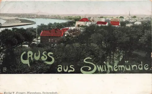 Gruss aus Swinemünde Stadtansicht Pommern Postkarte AK 1910
