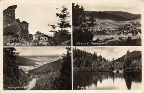 Erlbach i. V. Gesamtansicht Hohen Stein Flossteich Postkarte AK 1935