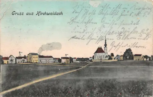 Gruss aus Kirchweidach Kirche Ansicht Postkarte AK 1907