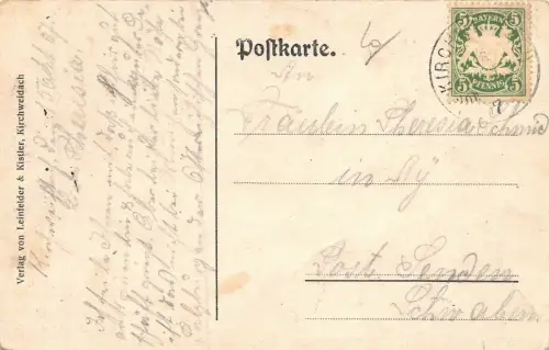 Gruss aus Kirchweidach Kirche Ansicht Postkarte AK 1907