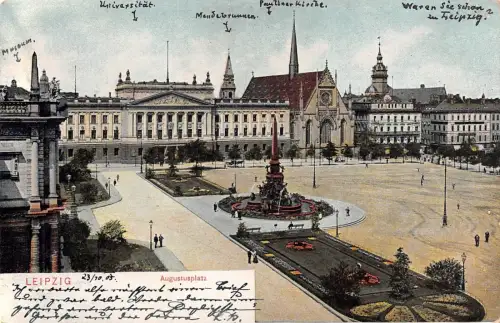 Leipzig Augustusplatz Postkarte AK 1905