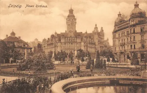 Neues Rathaus Leipzig Sachsen Postkarte AK 1910