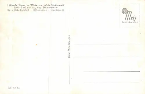 Höhenluftkurort u. Wintersportplatz Schönwald Kurhaus Viktoria Postkarte AK