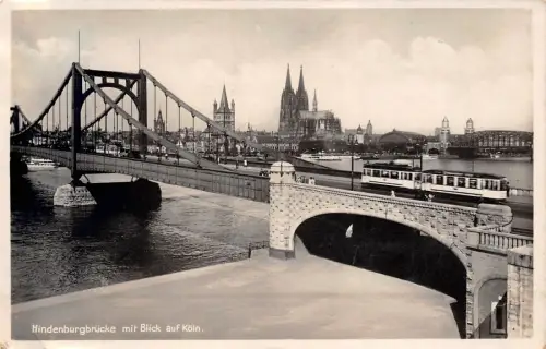 Hindenburgbrücke mit Blick auf Köln Postkarte AK
