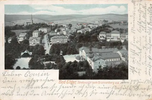 Bad Elster Totalansicht vom Brunnenberg aus AK 1904