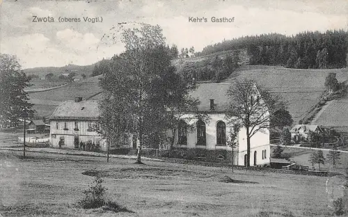 Zwota oberes Vogtland Klingenthal Kehrs Gasthof Postkarte 1922