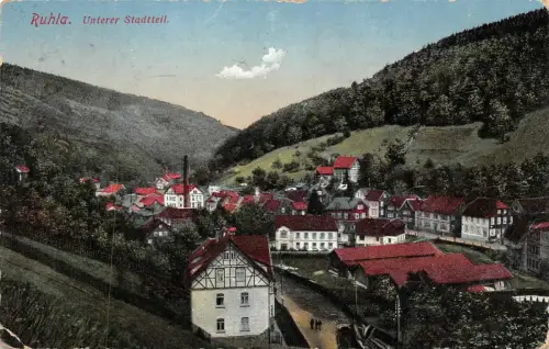 Ruhla Unterer Stadtteil Thür. Wald Postkarte 1913