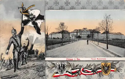 Neue Kasernen in Zittau Sachsen Postkarte AK 1915