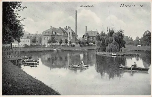 Gondelteich in Meerane Sachsen Postkarte AK 1942
