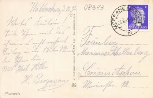 Gondelteich in Meerane Sachsen Postkarte AK 1942