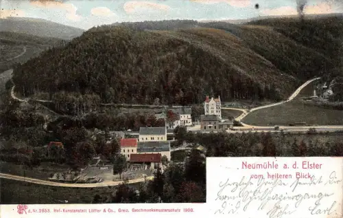 Neumühle a. d. Elster vom heiteren Blick AK 1908
