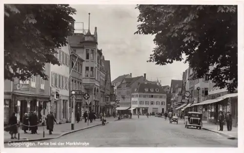 Göppingen Marktstrasse Einkaufsstrasse Geschäfte Drogeri, Pelze, Autos 1943