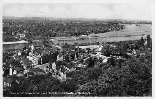 Blick v. der Schwebebahn auf Dresden, Loschwitz und Blasewitz AK 1932