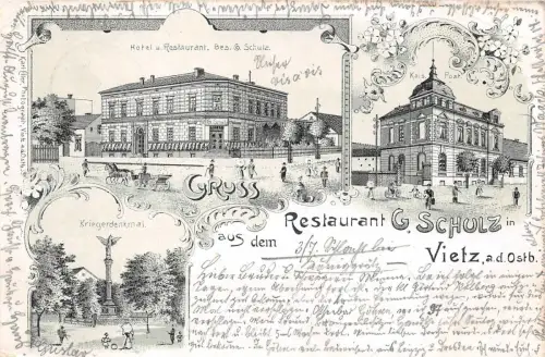 Vietz Witnica Ostbrandenburg Restaurant G.Schulz Litho Postkarte 1899