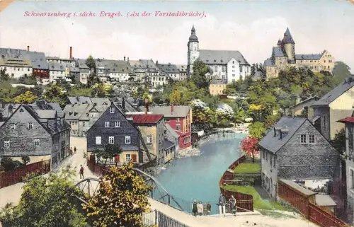 Schwarzenberg i. sächs. Erzgeb. (An der Vorstadtbrücke) Postkarte AK