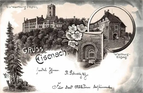 AK Eisenach Wartburg Eingang Litho