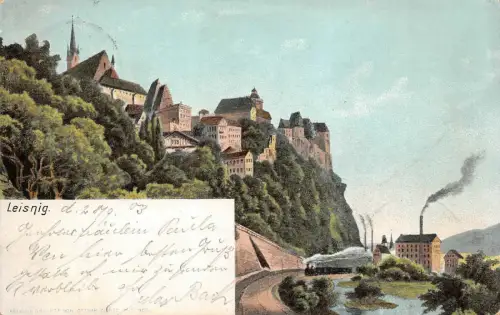 Stadtansicht von Leisnig Sachsen Postkarte AK 1903