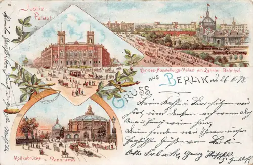 AK Berlin Moltkebrücke, Justiz Palais Litho 1898