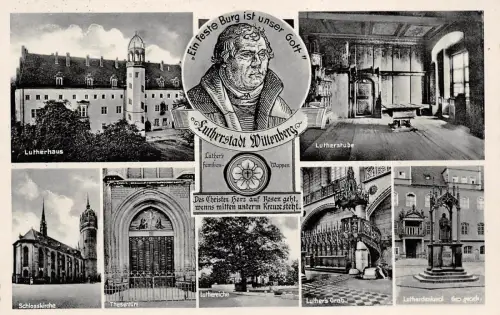 Lutherstadt Wittenberg Lutherhaus Luthereiche Lutherstube Postkarte AK