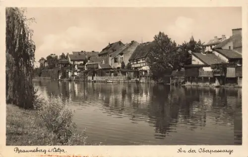 An der Oberpassarge in Braunsberg Braniewo Ostpreussen Postkarte AK