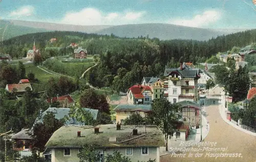 Partie Hauptstrasse Schreiberhau-Mariental Riesengebirge Schlesien AK 1907