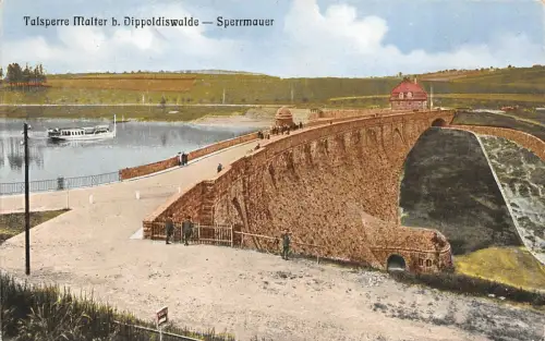 Sperrmauer an der Talsperre Malter bei Dippoldiswalde Sachsen Postkarte AK 1927