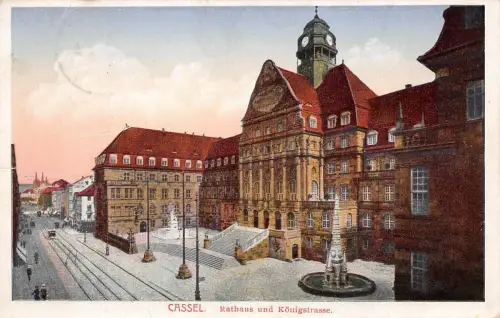 Cassel Rathaus und Königstrasse Postkarte AK 1919