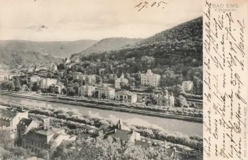 Ansicht Villenviertel in Bad Ems Rheinland-Pfalz Postkarte AK 1905