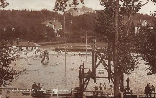 Rodewisch i. V. Stadtbad mit Bezirksstift Postkarte AK 1930