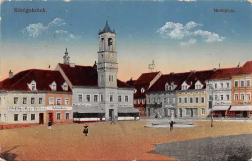 Marktplatz mit Ratskeller in Königsbrück Sachsen Postkarte AK 1918