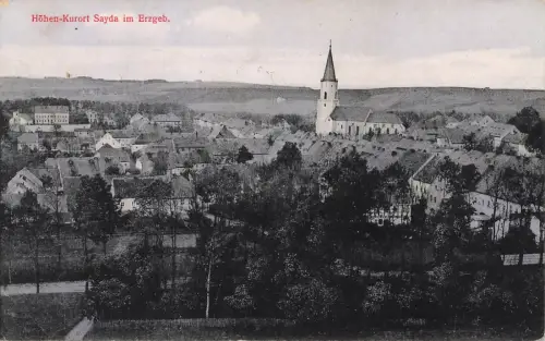Blick auf die Kirche und Stadt Sayda im Erzgebirge Sachsen Postkarte AK 1916
