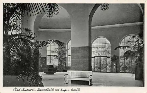 Bad Kudowa Wandelhalle mit Eugen Quelle AK 1939