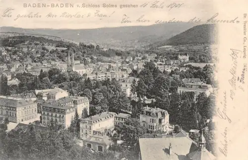 Baden-Baden v. Schloss Solms gesehen Baden-Württemberg Postkarte AK 1901