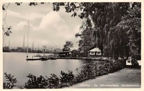 Zwickau i. Sa. Schwanenteich Gondelstation AK 1939