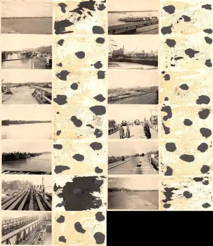 13 x Fotos deutsche Pioniere bauen eine Notbrücke über die Donau